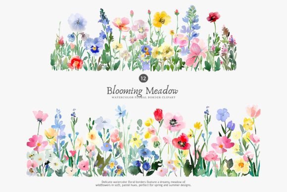 Download Watercolor Flowers Floral Border Set - Border Collection