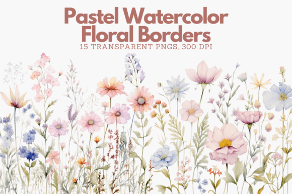 Download Elegant Pastel Watercolor Floral Borders - Border Collection