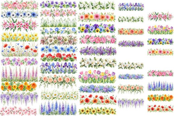 Download Watercolor Floral Border Sublimation PNG - Border Collection