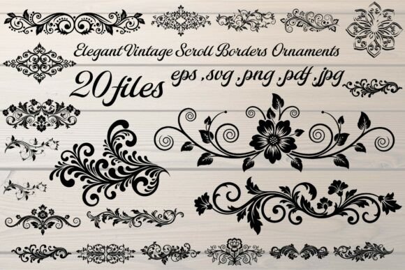 Download Elegant Vintage Scroll Borders - Border Collection