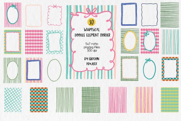 Download Whimsical Doodle Border Frames Set - Border Collection