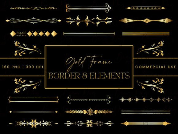 Download Gold Frame Border and Elements Clipart - Border Collection