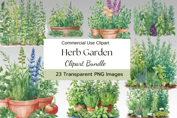 Download Herb Garden Watercolor Clipart - Garden Collection