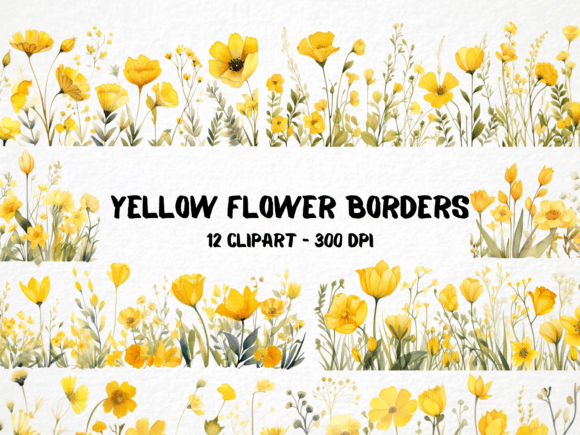 Download Watercolor Yellow Flower Borders - Border Collection