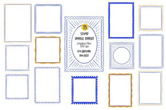 Download 15 Stamp Doodle Border PNG JPG – Cute Po - Premium Resources
