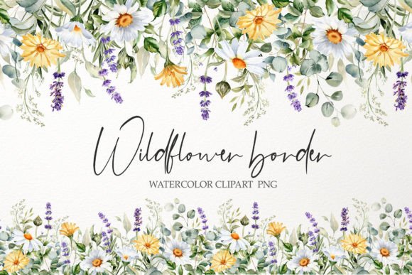 Download Watercolor Floral Border PNG. Wildflower - Border Collection