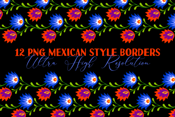 Download Mexican Style Floral Border PNG Clipart - Border Collection